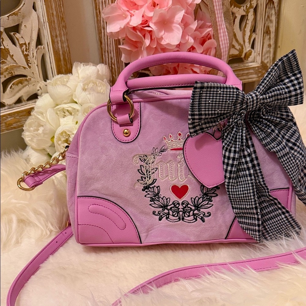 Juicy Couture Pink Satchel with Plaid Bow